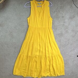 Antonio Melani Bright Sunshine Yellow tiered Maxi Dress, Lined to knee, Sz 12